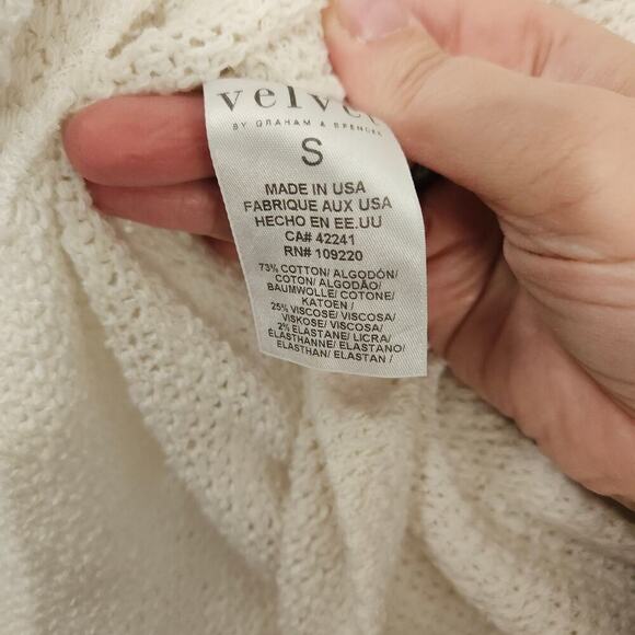 Velvet By Graham & Spencer Asymmetrical Textured Sweater Size Small Side Slits - Picture 7 of 7